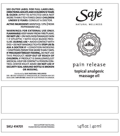 Pain Release 40ml Massage Oil Label (Pain Release 40ml Massage Oil Label)